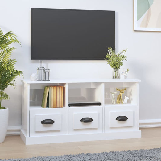 TV-Møbel Høyglans Hvit Tv-benk 100x35x50 cm
