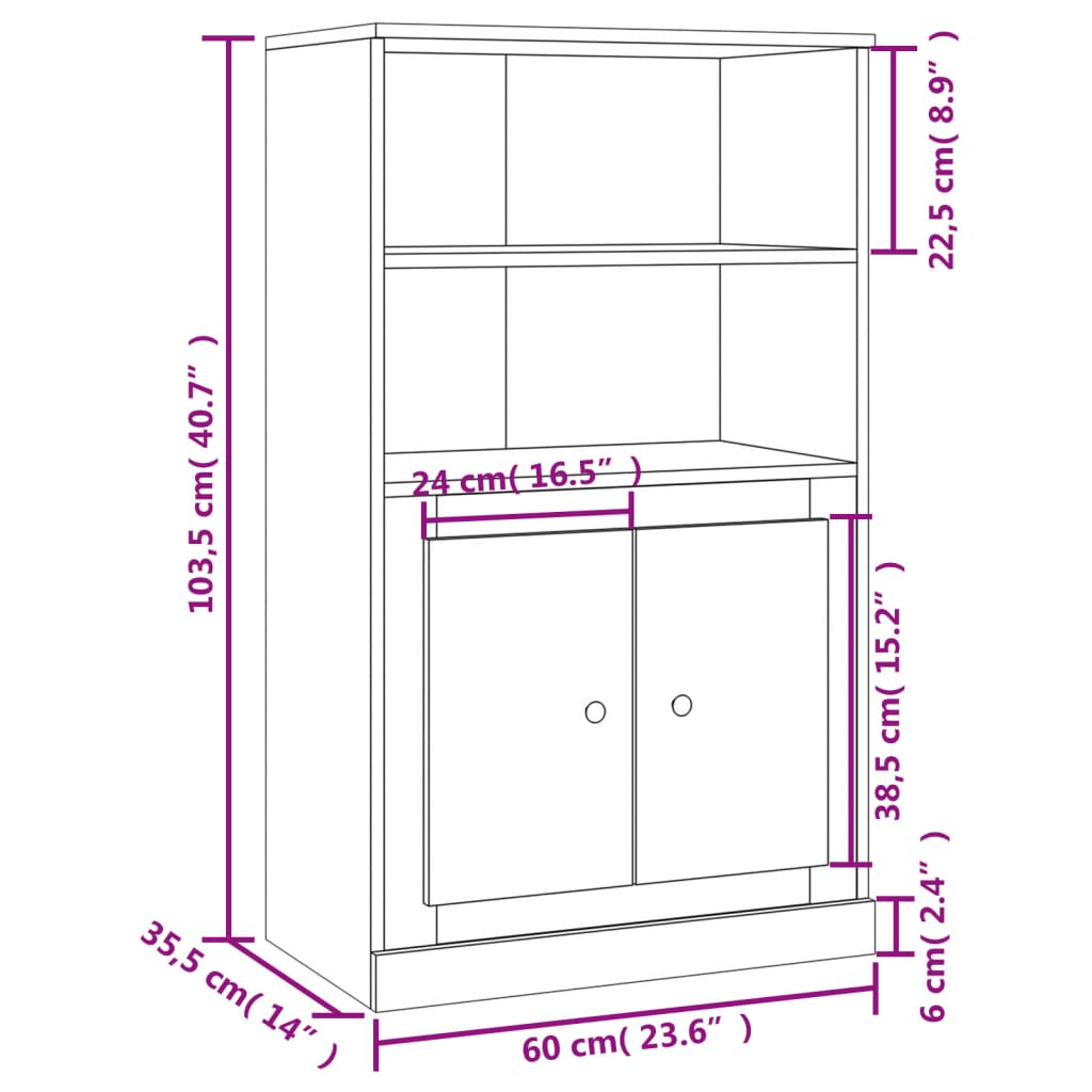 Skap Hvit 60x35,5x103,5 cm