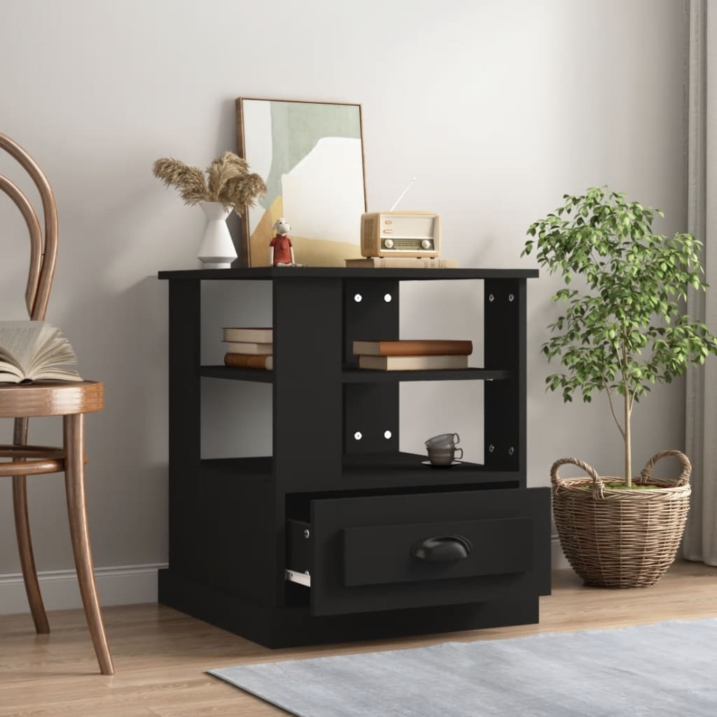 Sidebord svart 50x50x60 cm konstruert tre