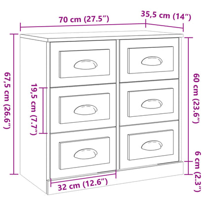 Skjenk brun eik 70x35,5x67,5 cm konstruert tre