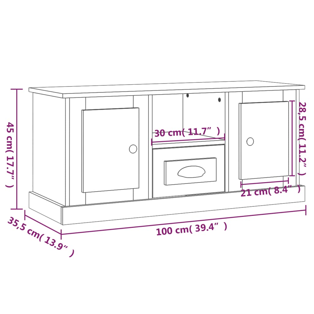 TV-Møbel Hvit TV-benk 100x35,5x45 cm