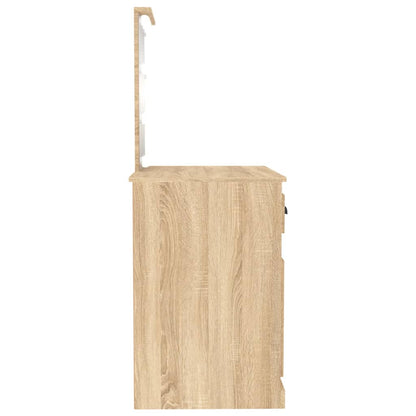Sminkebord med LED sonoma eik 90x50x132,5 cm konstruert tre