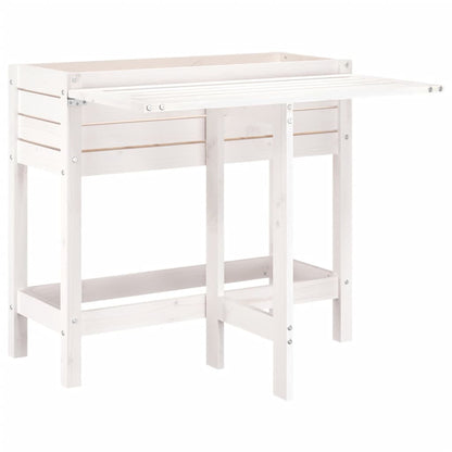 Plantekasse med foldbar bordplate hvit heltre furu