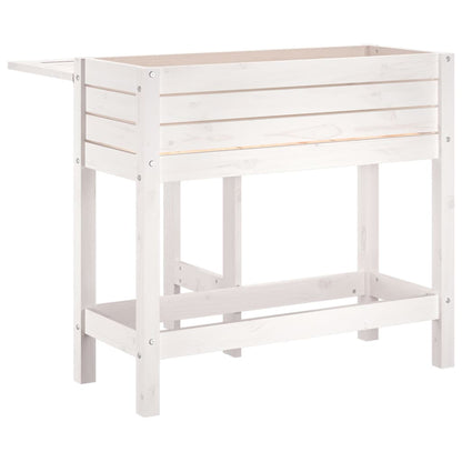 Plantekasse med foldbar bordplate hvit heltre furu