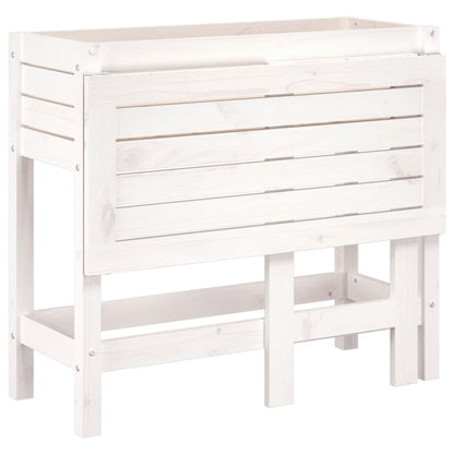 Plantekasse med foldbar bordplate hvit heltre furu