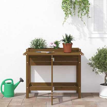 Plantekasse med foldbar bordplate honningbrun heltre furu