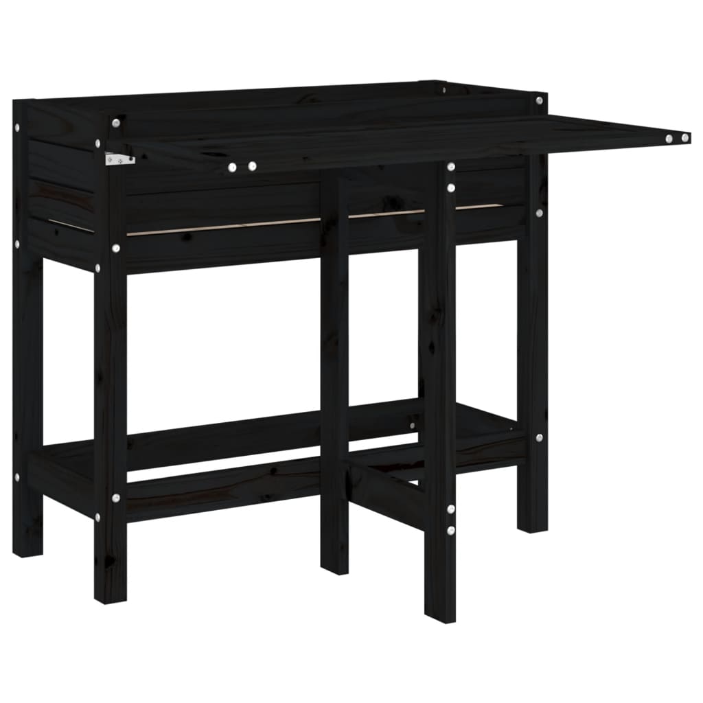 Dyrking Trekasse Plantekasse svart heltre furu med foldbar bordplate