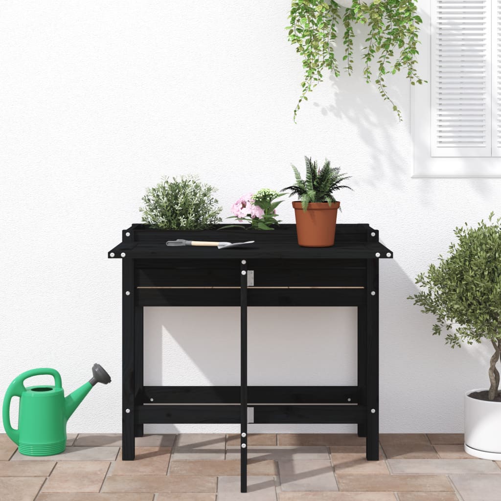 Dyrking Trekasse Plantekasse svart heltre furu med foldbar bordplate