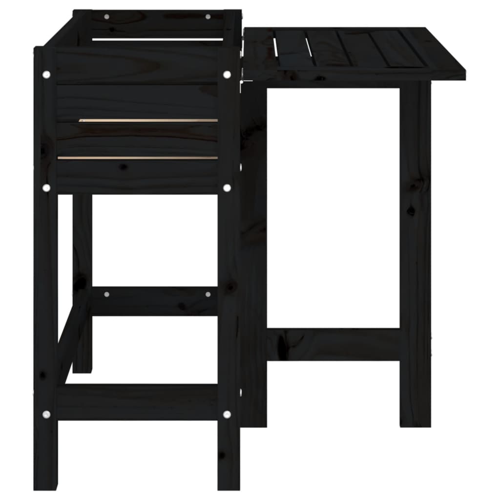 Dyrking Trekasse Plantekasse svart heltre furu med foldbar bordplate