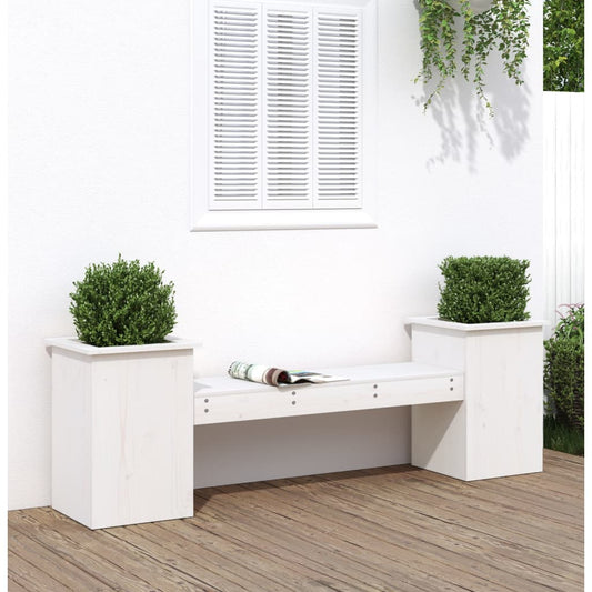 Utendørs Blomsterkasse Plantekasse Tre Plantebenk Hvit 184,5x39,5x56,5 cm heltre furu