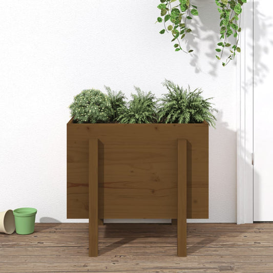 Utendørs Blomsterkasse Plantekasse Tre Honningbrun 62x50x57 cm heltre furu