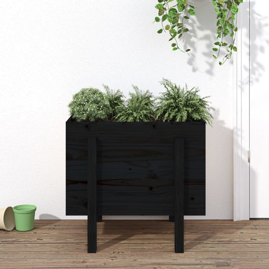Utendørs Blomsterkasse Plantekasse Tre Svart 62x50x57 cm heltre furu
