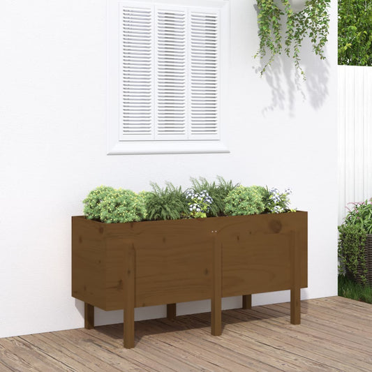 Utendørs Blomsterkasse Plantekasse Tre for hage honningbrun 121x50x57 cm heltre furu