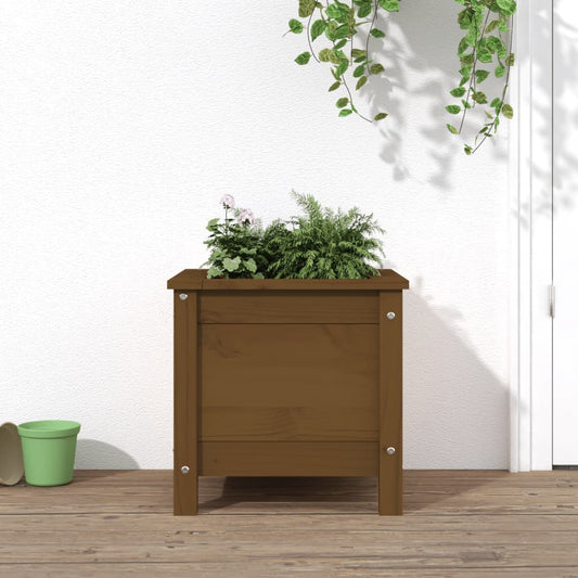 Utendørs Blomsterkasse Plantekasse Tre Honningbrun 40x40x39 cm heltre furu