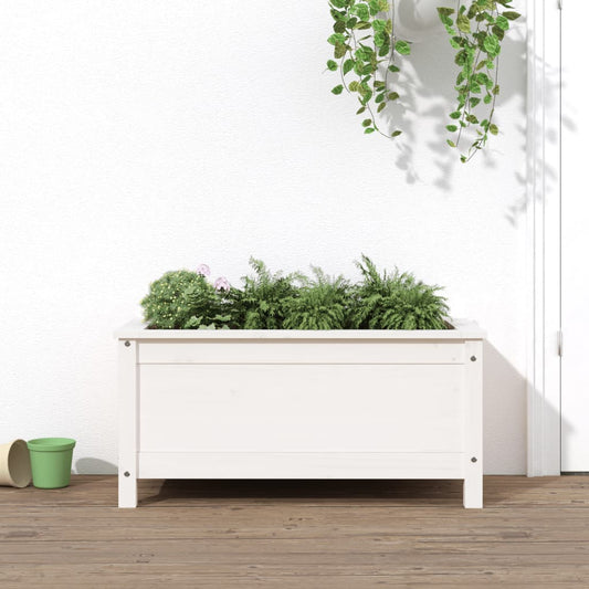 Utendørs Blomsterkasse Plantekasse Tre Hvit 82,5x40x39 cm heltre furu
