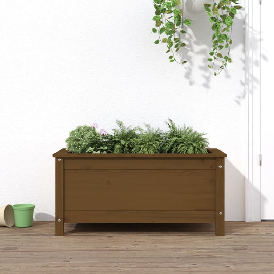 Utendørs Blomsterkasse Plantekasse Tre Honningbrun 82,5x40x39 cm heltre furu