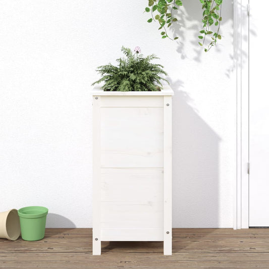Utendørs Blomsterkasse Plantekasse Tre Hvit 40x40x78 cm heltre furu