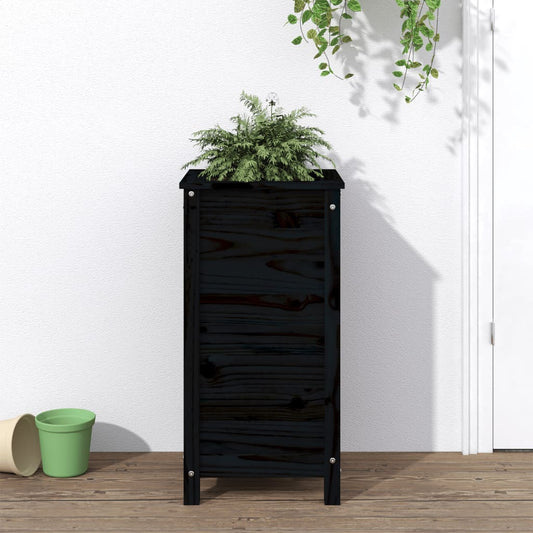 Utendørs Blomsterkasse Plantekasse Tre Svart 40x40x78 cm heltre furu