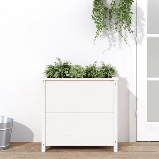 Utendørs Blomsterkasse Plantekasse Tre Hvit 82,5x40x78 cm heltre furu