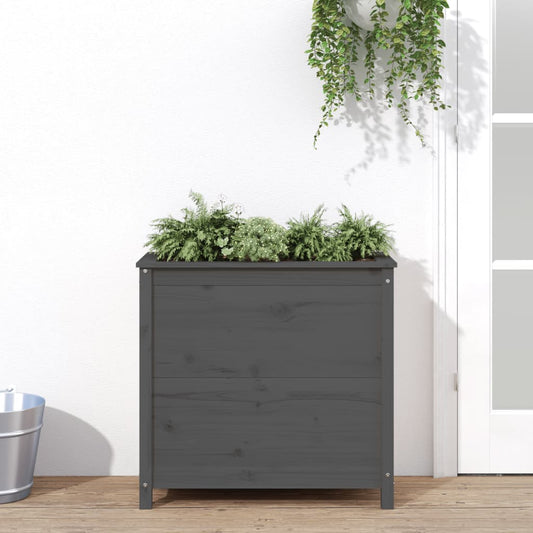 Utendørs Blomsterkasse Plantekasse Tre Grå 82,5x40x78 cm heltre furu