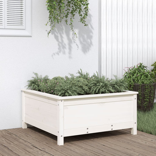 Utendørs Blomsterkasse Plantekasse Tre Hvit 82,5x82,5x39 cm heltre furu