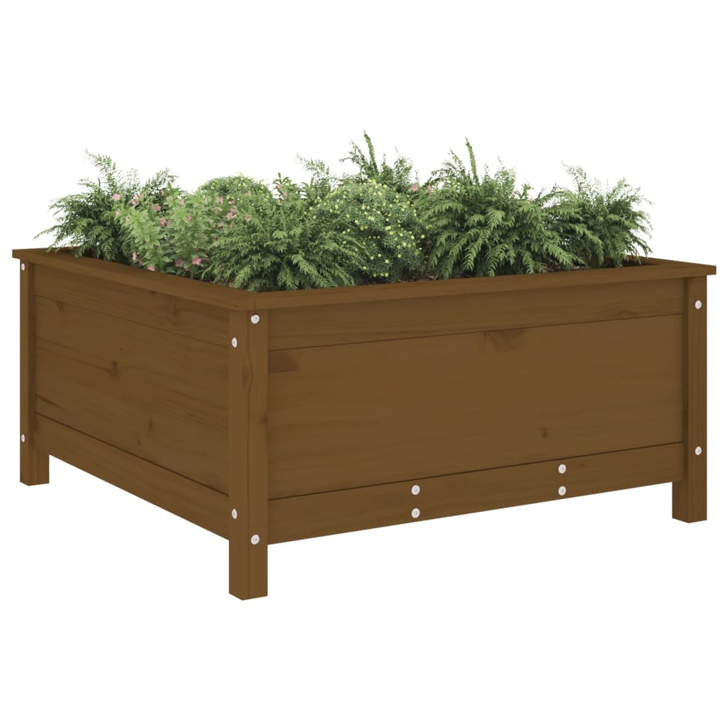 Utendørs Blomsterkasse Plantekasse Tre Honningbrun 82,5x82,5x39 cm heltre furu
