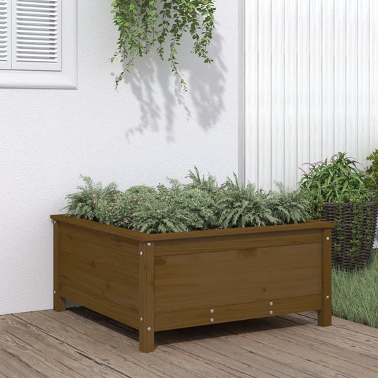 Utendørs Blomsterkasse Plantekasse Tre Honningbrun 82,5x82,5x39 cm heltre furu
