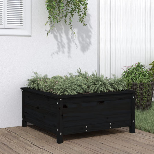 Utendørs Blomsterkasse Plantekasse Tre Svart 82,5x82,5x39 cm heltre furu