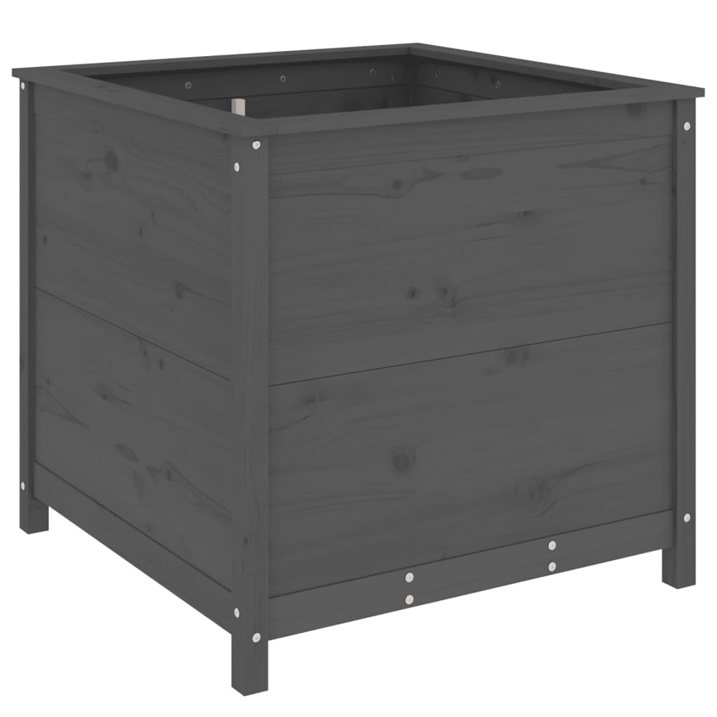 Utendørs Blomsterkasse Plantekasse Tre Grå 82,5x82,5x78 cm heltre furu
