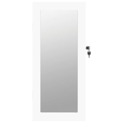 Smykkeskap Hvit Vegghengt med speil 30x8,5x67 cm