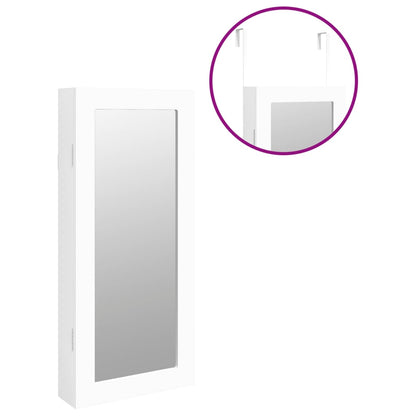 Smykkeskap Hvit Vegghengt med speil 30x8,5x67 cm