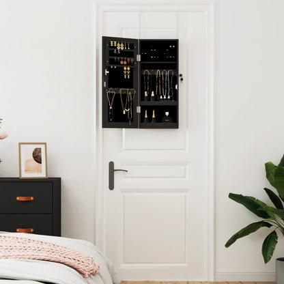 Smykkeskap med speil Svart 30x8,5x67 cm