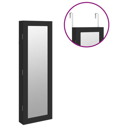 Smykkeskap Svart Vegghengt speil 30x8,5x90 cm