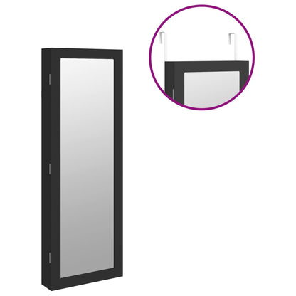 Smykkeskap Svart Vegghengt speil 37,5x10x106 cm