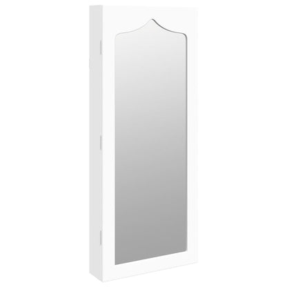 Smykkeskap Hvit Vegghengt med speil 37,5x10x90 cm