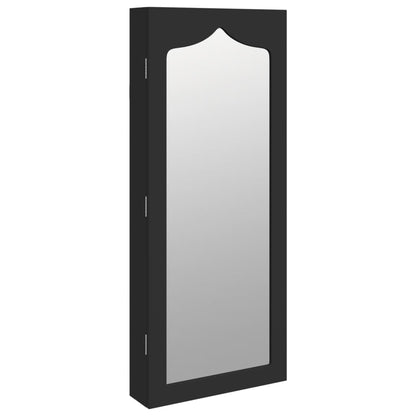 Smykkeskap Svart Vegghengt speil 37,5x10x90 cm