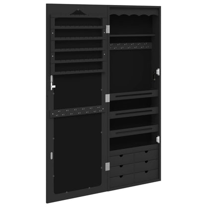 Smykkeskap Svart Vegghengt speil 37,5x10x106 cm
