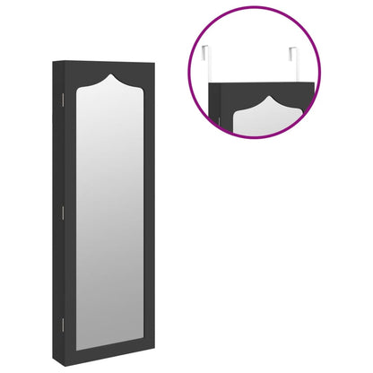 Smykkeskap Svart Vegghengt speil 37,5x10x106 cm