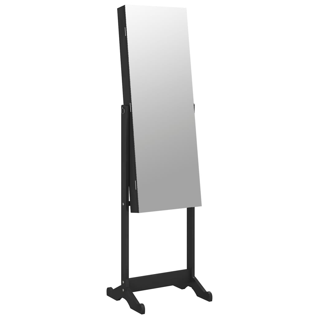 Smykkeskap Speilskap frittstående svart 42x38x152 cm