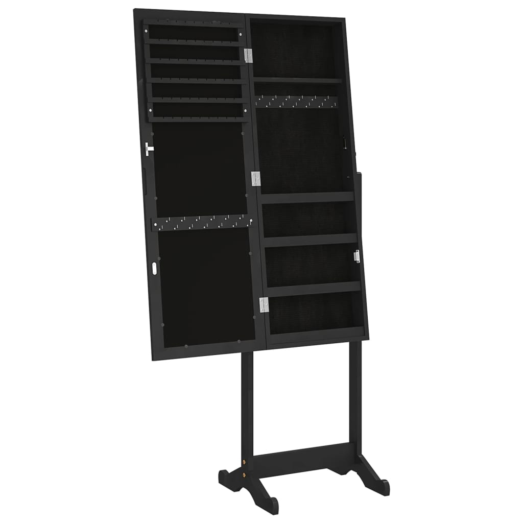 Smykkeskap Speilskap frittstående svart 42x38x152 cm