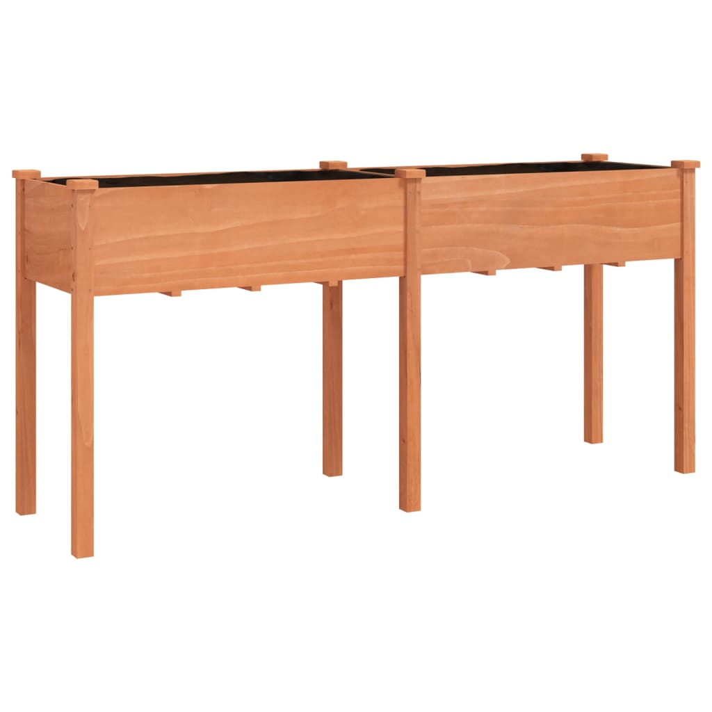 Plantekasse med foring brun 161x45x76 cm heltre gran