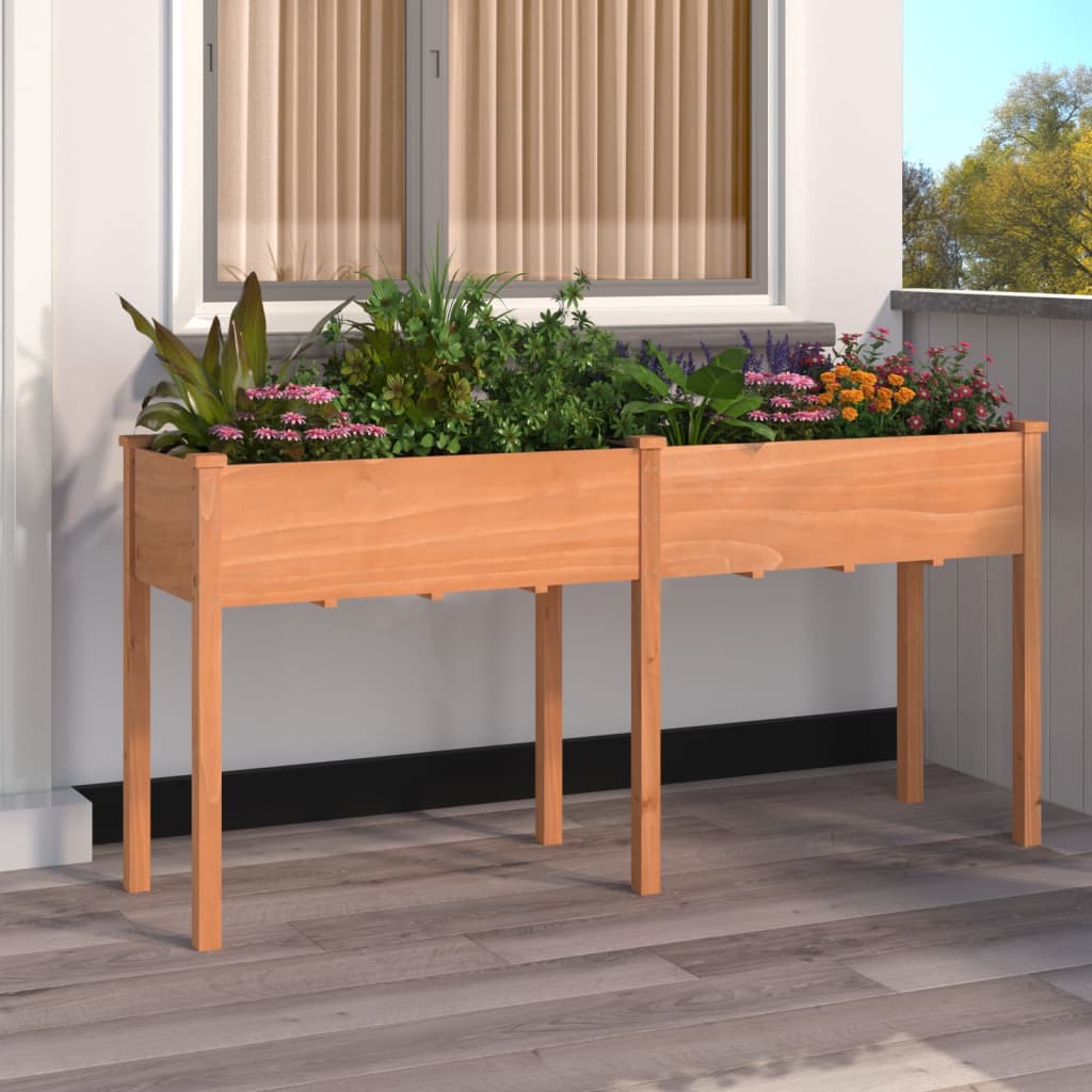 Plantekasse med foring brun 161x45x76 cm heltre gran
