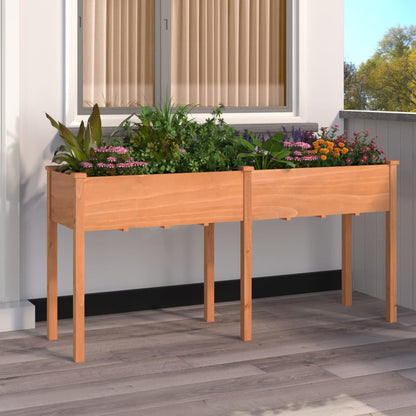 Plantekasse med foring brun 161x45x76 cm heltre gran