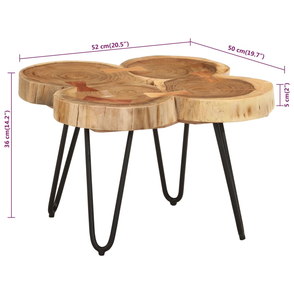 Salongbord Sofabord Tre heltre akasie 36 cm 4 trestammer