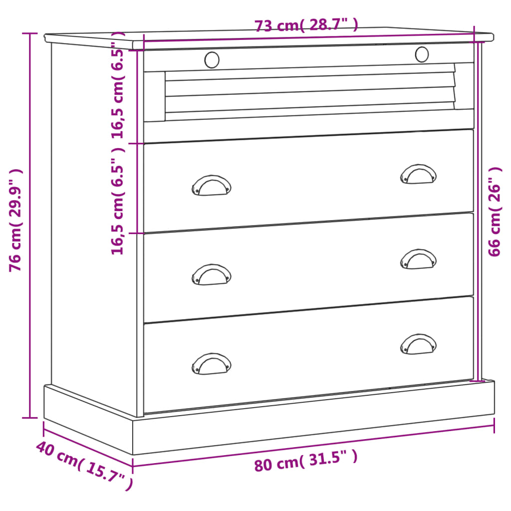 Kommode Tre heltre furu VIGO 80x40x76 cm