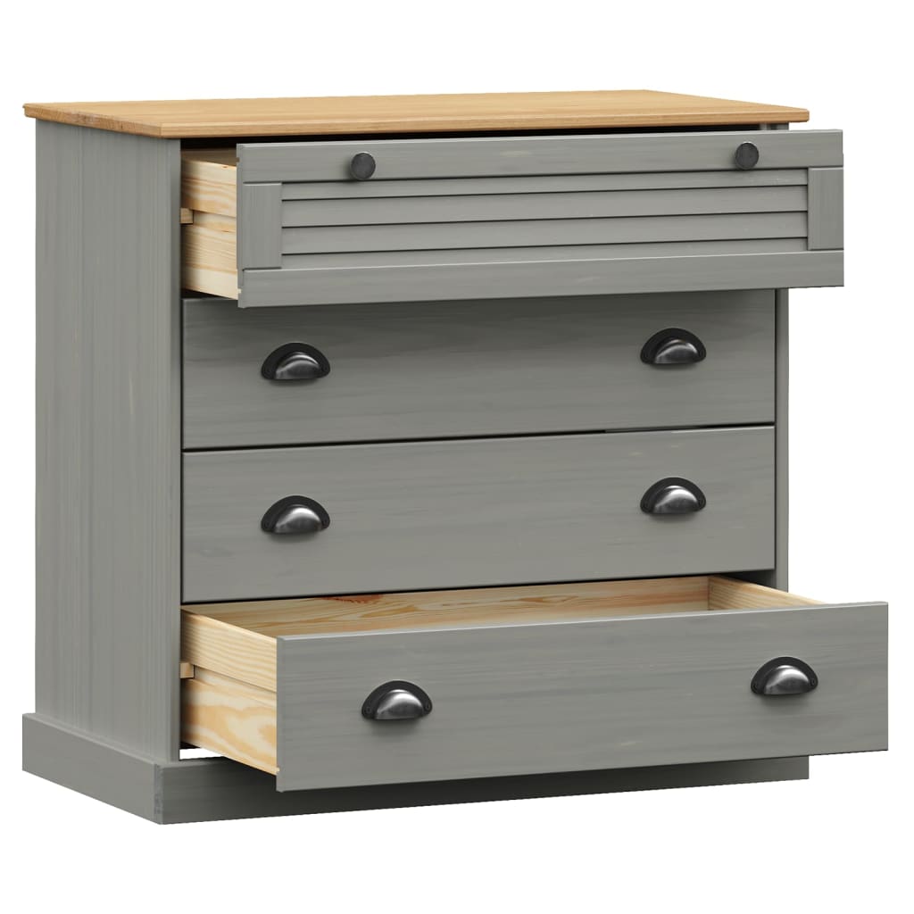Kommode Grå VIGO 80x40x76 cm heltre furu