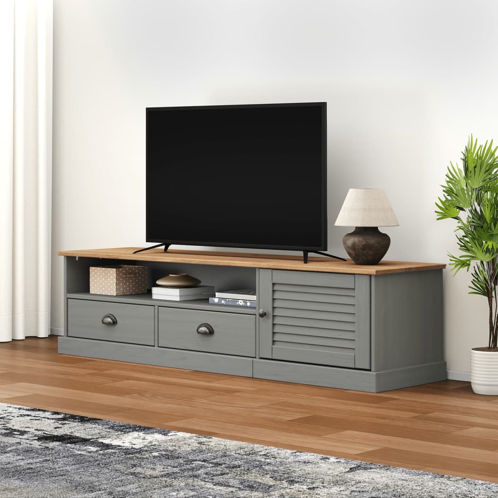 TV-Møbel Grå TV-benk VIGO 156x40x40 cm heltre furu