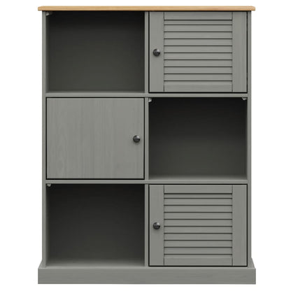 Bokhylle Grå VIGO 90x35x114,5 cm heltre furu