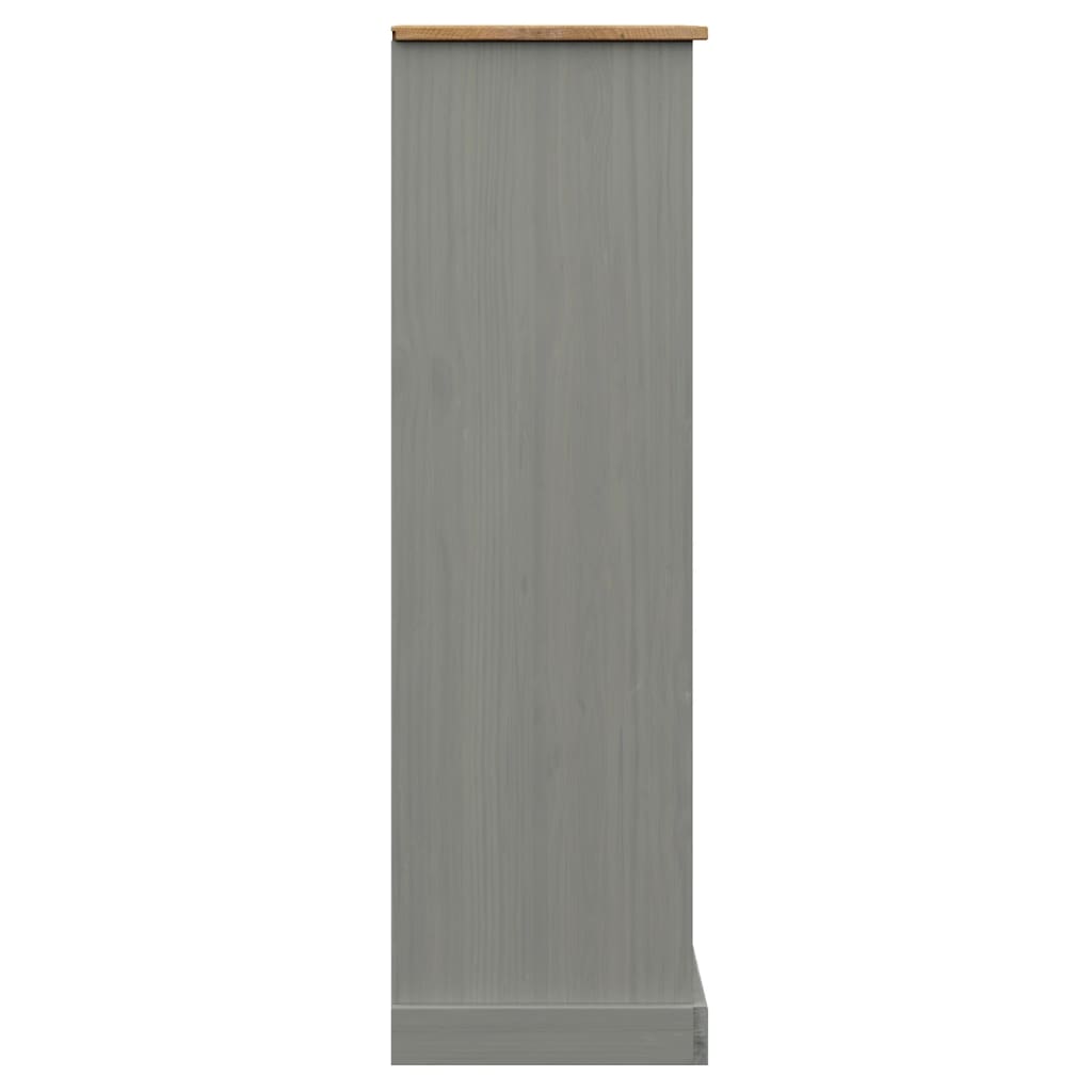 Bokhylle Grå VIGO 90x35x114,5 cm heltre furu