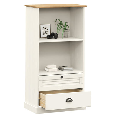Bokhylle Hvit VIGO 60x35x114,5 cm heltre furu